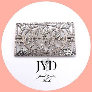 Harry Iskin Monogram Marcasite Antique Brooch
